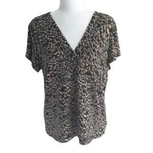 WORTHINGTON Women’s Leopard V-neck Blouse Top
